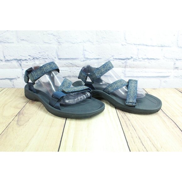 LL Bean Blue Geometric Hook & Loop Sports Outdoor Sandals 10 M